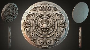 Round decor, rosettes Round rosette with volutes and a central medallion 3d model