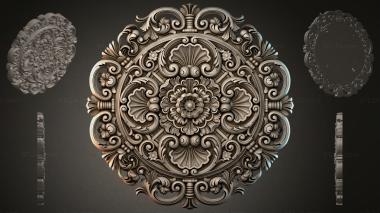 Round decor, rosettes Carved round medallion with acanthus leaves and spirals 3d model