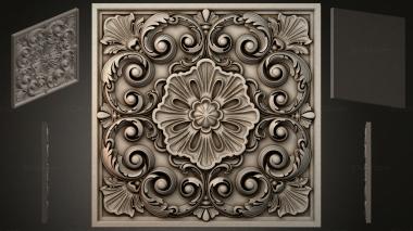 Round decor, rosettes Panel with central rosette and volutes 3d model