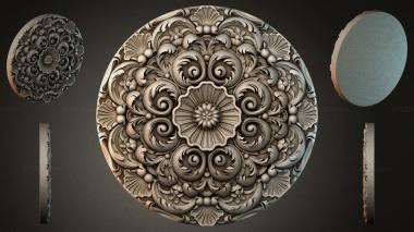 Round decor, rosettes Round rosette with swirls and floral ornament 3d model