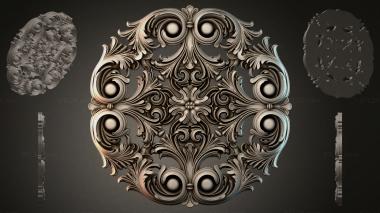 Round decor, rosettes Rosette with volutes and spherical elements 3d model