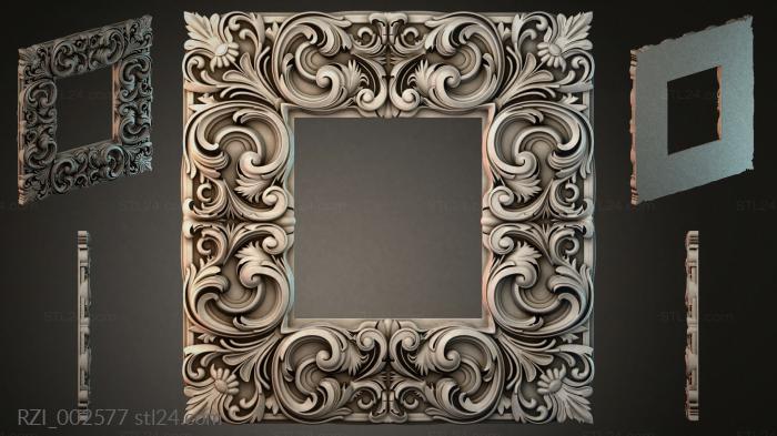 Square frame with curling ornament and volutes 3d STL model