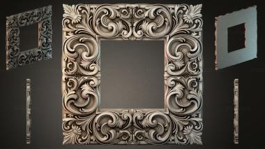 Round decor, rosettes Square frame with curling ornament and volutes 3d model