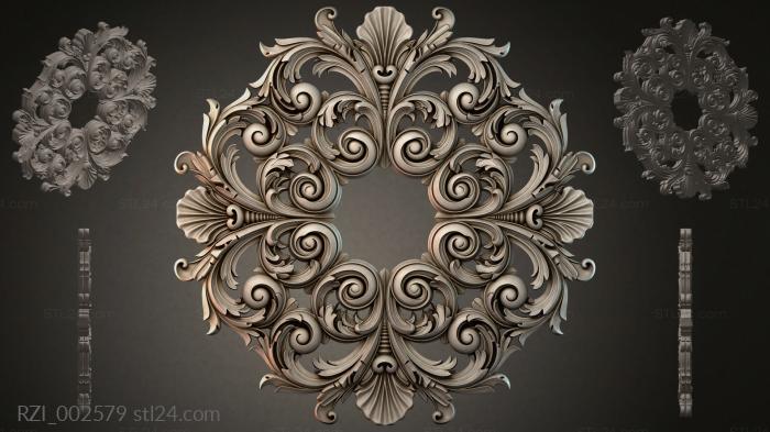 Acanthus cartouche with volutes and shells 3d STL model