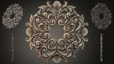 Round decor, rosettes Acanthus cartouche with volutes and shells 3d model