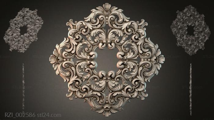 Круглый декор, розетки (RZI_002586) 3D модель для ЧПУ станка