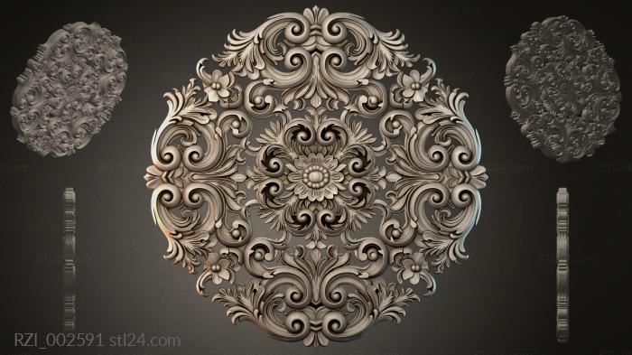 Круглый декор, розетки (RZI_002591) 3D модель для ЧПУ станка