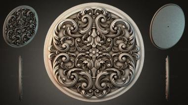 Round decor, rosettes Round medallion with acanthus ornament and spiral curls 3d model