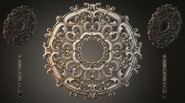Round decor, rosettes Cartouche with an openwork rosette in the Baroque style 3d model