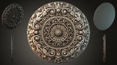 Round decor, rosettes Round rosette with volutes and a central flower 3d model
