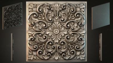 Round decor, rosettes Panel with swirls and a central flower 3d model