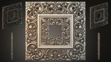 Round decor, rosettes Facade panel with ornate spirals and rosettes 3d model