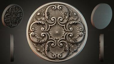 Round decor, rosettes Round rosette with shells and volutes in the classical style 3d model