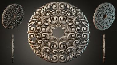 Round decor, rosettes Round panel with volutes and scrolls in Rocaille style 3d model