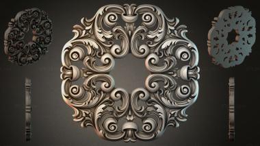 Round decor, rosettes Carved ornament with volutes and rosette 3d model
