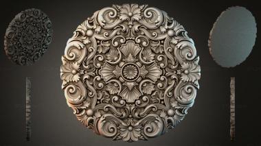 Round decor, rosettes Round carved rosette with volutes and shells 3d model