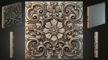 Round decor, rosettes Panel with volutes and a central flower 3d model