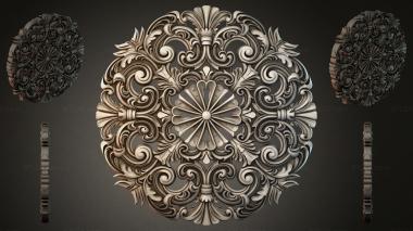 Round decor, rosettes Round rosette with volutes and a basin 3d model