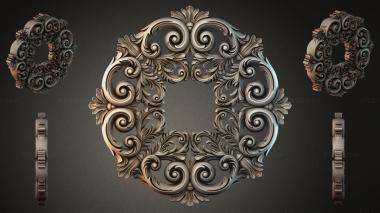 Round decor, rosettes Roccoco ornament with volutes and scrolls 3d model