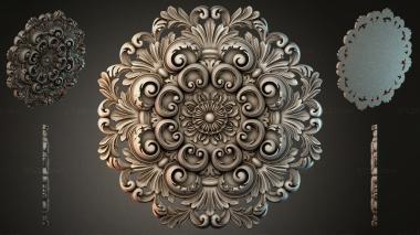 Round decor, rosettes Baroque rosette with volutes and acanthus leaves 3d model