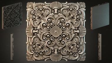 Round decor, rosettes Square panel with acanthus scrolls and fan leaves 3d model