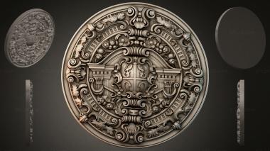 Round decor, rosettes Round medallion with a cross and volutes 3d model
