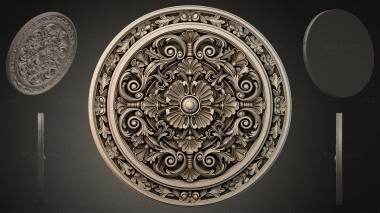 Round decor, rosettes Round ceiling rose with volutes and a central flower 3d model
