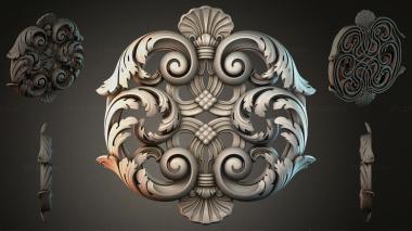 Round decor, rosettes Acanthus cartouche with volutes and shell 3d model