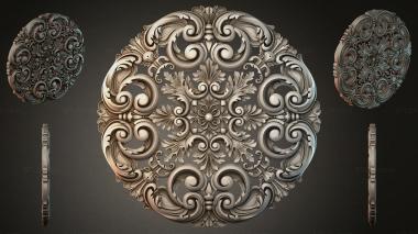 Round decor, rosettes Round carved panel with volutes and leaves 3d model