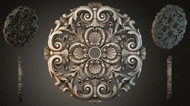 Round decor, rosettes Round rosette with volutes and shells 3d model