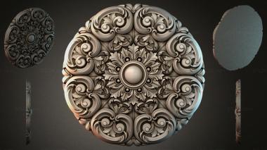 Round decor, rosettes Round rosette with acanthus scrolls and a central sphere 3d model