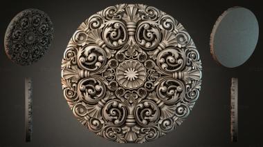 Round decor, rosettes Round panel with volutes and shells 3d model