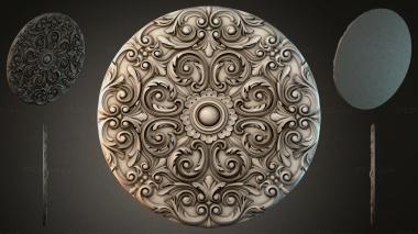Round decor, rosettes Round ceiling rose with volutes and a central medallion 3d model