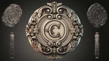 Round decor, rosettes Ceiling rose with volutes and medallion 3d model