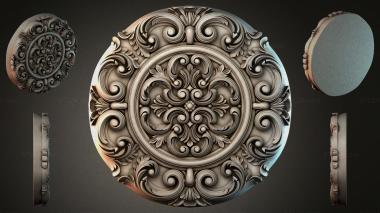 Round decor, rosettes Round rosette with baroque scrolls and acanthus leaves 3d model