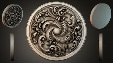 Round decor, rosettes Ceiling rose with volutes and a spiral center 3d model