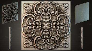 Round decor, rosettes Panel with rosettes and scrolls in the Renaissance style 3d model