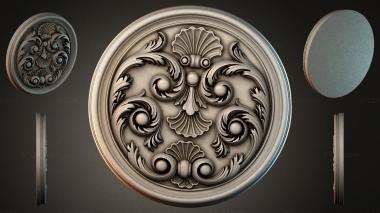 Round decor, rosettes Round rosette with volutes and shells 3d model