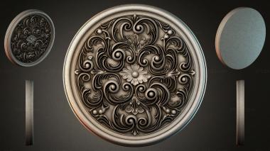 Round decor, rosettes Round ceiling rose with twisted acanthus and a central flower 3d model