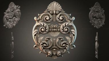 Round decor, rosettes Cartouche with volutes and shells in the Baroque style 3d model