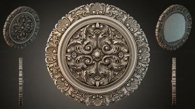 Round decor, rosettes Round rosette with acanthus scrolls and floral pattern 3d model