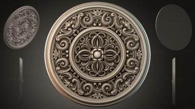 Round decor, rosettes Round rosette with volutes and floral ornament 3d model