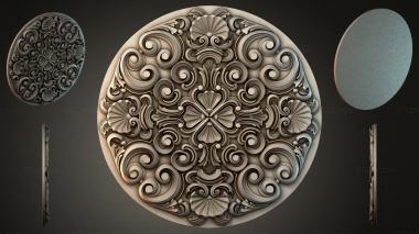 Round decor, rosettes Round rosette with scrolls and shells 3d model