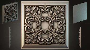 Round decor, rosettes Panel with acanthus volutes and cartouche 3d model