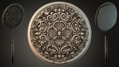 Round decor, rosettes Round rosette with volutes and central basin 3d model