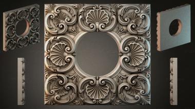 Round decor, rosettes Square panel with a round opening and acanthus ornament 3d model
