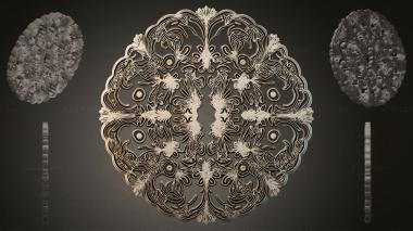 Round decor, rosettes Medallion with symmetrical floral ornament 3d model