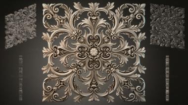 Round decor, rosettes Carved overlay with a symmetrical floral pattern 3d model