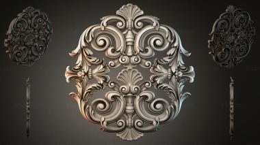 Round decor, rosettes Baroque ornament with volutes and shells 3d model