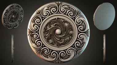 Round decor, rosettes Round rosette with volutes and a spiral center 3d model